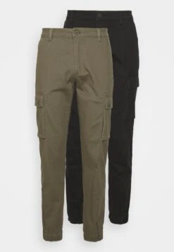 Pier One 2 Pack - Cargobroek - Olive/Black -Beste Kleding Winkel 07d111b72b7b4304bcd405fc18ad6beb