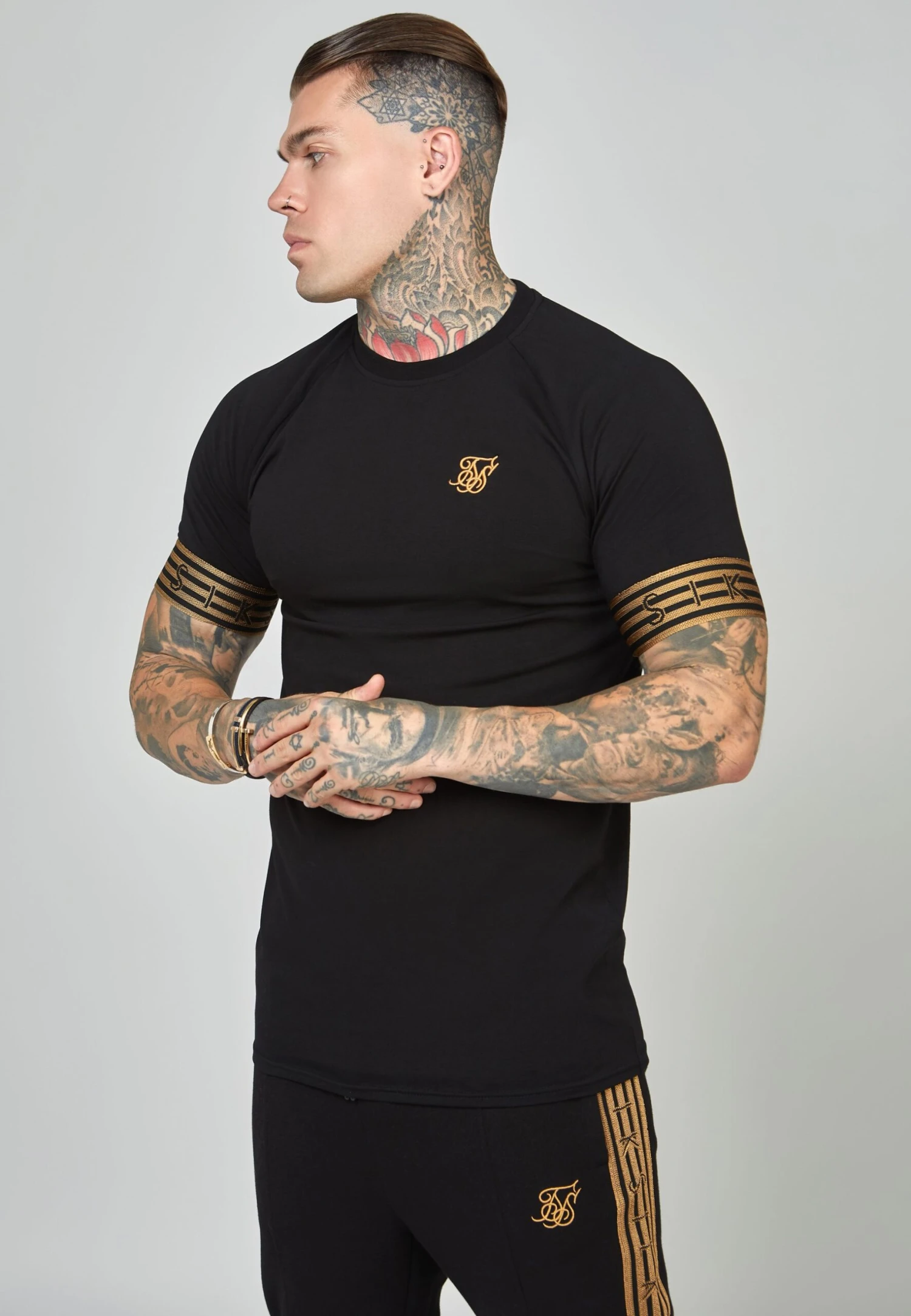 SikSilk Elastic Cuffed- T-Shirt Print - Black 3 SikSilk Elastic Cuffed- T-Shirt Print - Black