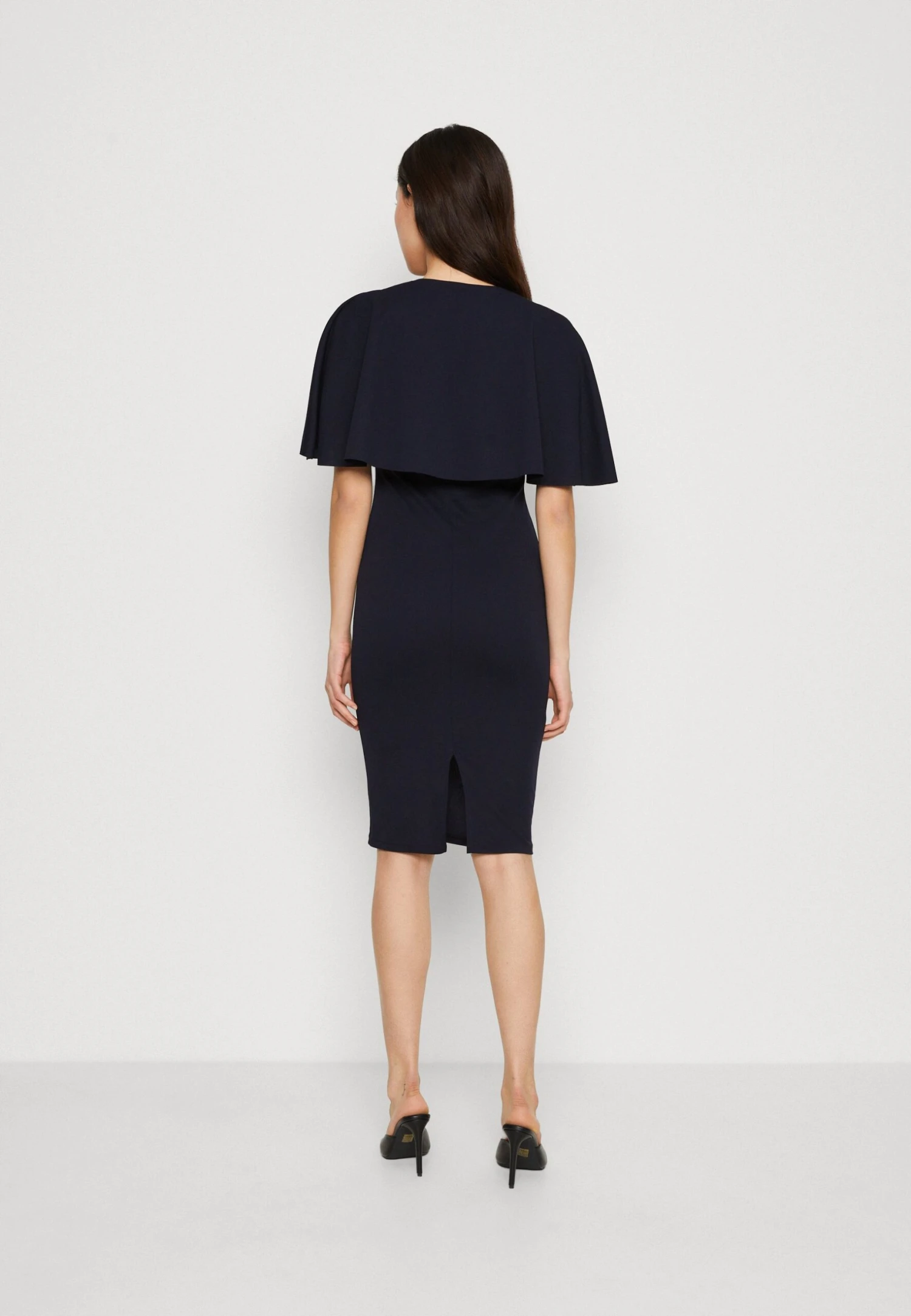 Wal G Ronny Cape Midi - Jerseyjurk - Navy Blue 5 Wal G Ronny Cape Midi - Jerseyjurk - Navy Blue - Afbeelding 3