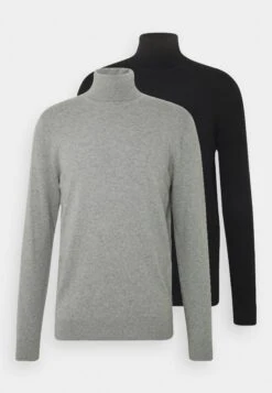 Pier One 2 Pack - Basic Turtleneck - Trui - Black/Mottled Light Grey -Beste Kleding Winkel 2df07891f3cf443da67ee4c7a11ee632