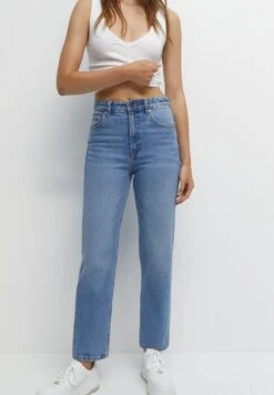 Beste Kleding Winkel 25 PULL & BEAR High Waist - Straight Leg Jeans - Stone Blue Denim