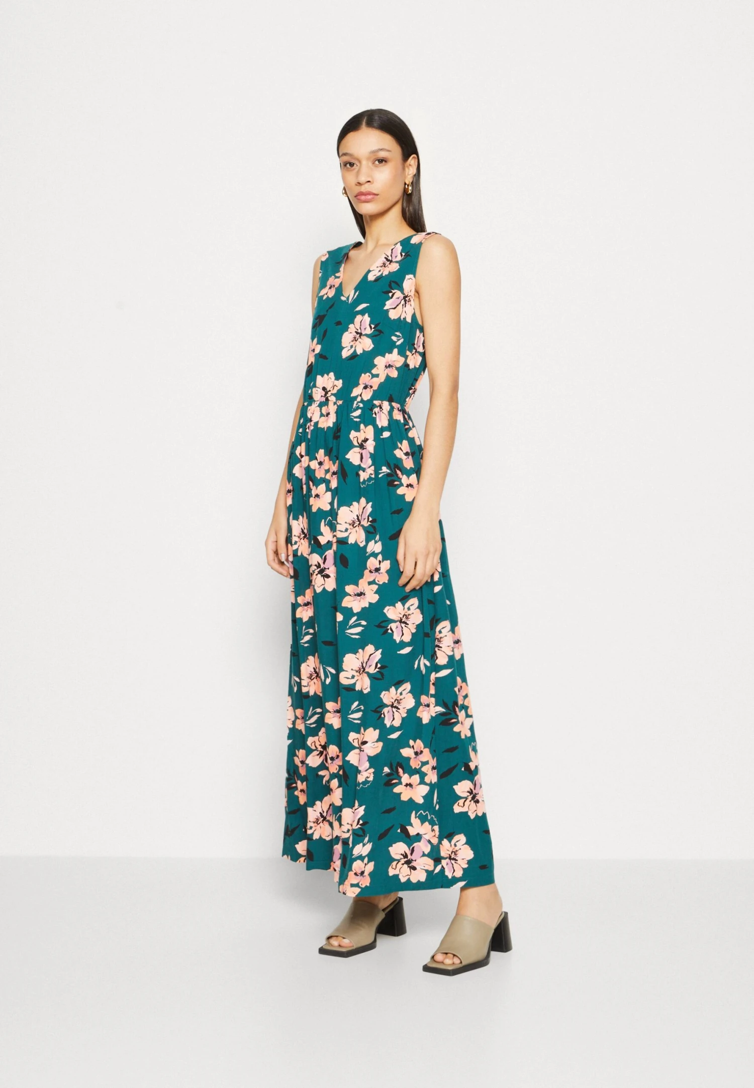 Anna Field Maxi-Jurk - Dark Green/Pink 3 Anna Field Maxi-Jurk - Dark Green/Pink