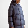 Marc O'Polo Coat Filled Fixed Hood Welt Pockets Side Slits With Press Buttons - Donsjas - Deep Blue Sea