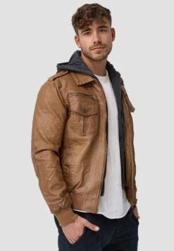 Indicode Jeans Aaron - Imitatieleren Jas - Brown -Beste Kleding Winkel 3744a28ba8cb42419eb845174fde61d7