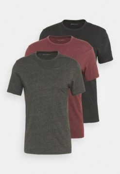 Pier One 3 Pack - T-Shirt Basic - Black/Mottled Dark Grey/Bordeaux -Beste Kleding Winkel 3a3d359b577841e6a576172d8b53126f