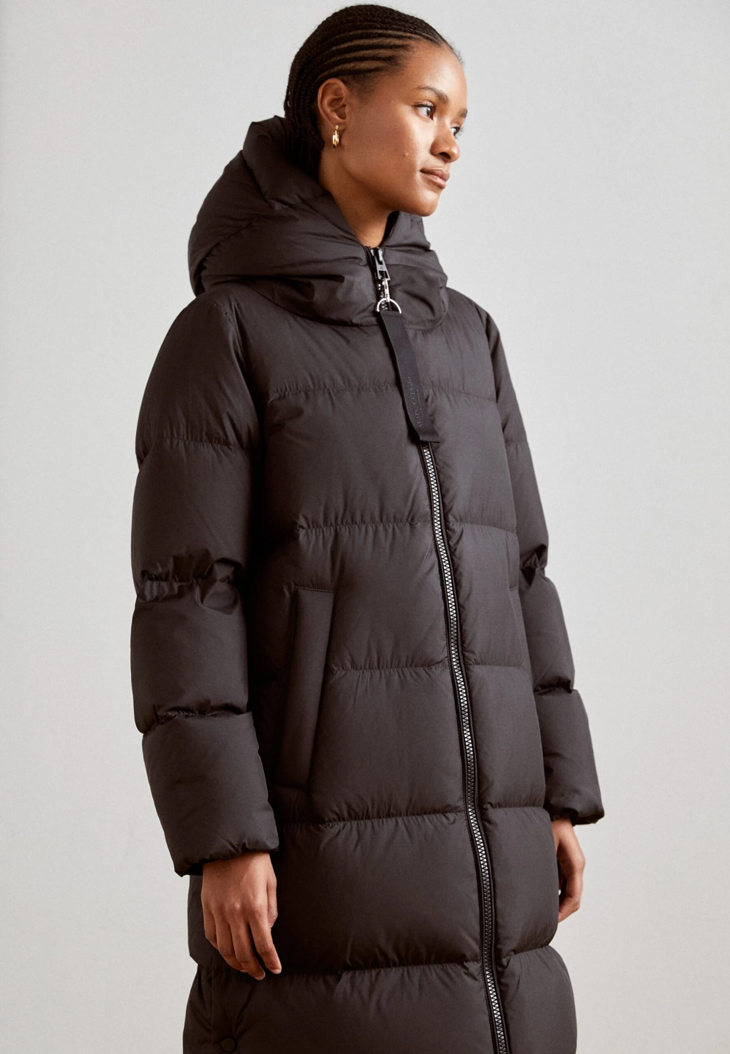 Marc O'Polo Coat Filled Fixed Hood Welt Pockets Side Slits With Press Buttons - Donsjas - Black 3 Marc O'Polo Coat Filled Fixed Hood Welt Pockets Side Slits With Press Buttons - Donsjas - Black