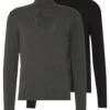 Pier One 2 Pack - Basic Turtleneck - Trui - Black/Mottled Dark Grey
