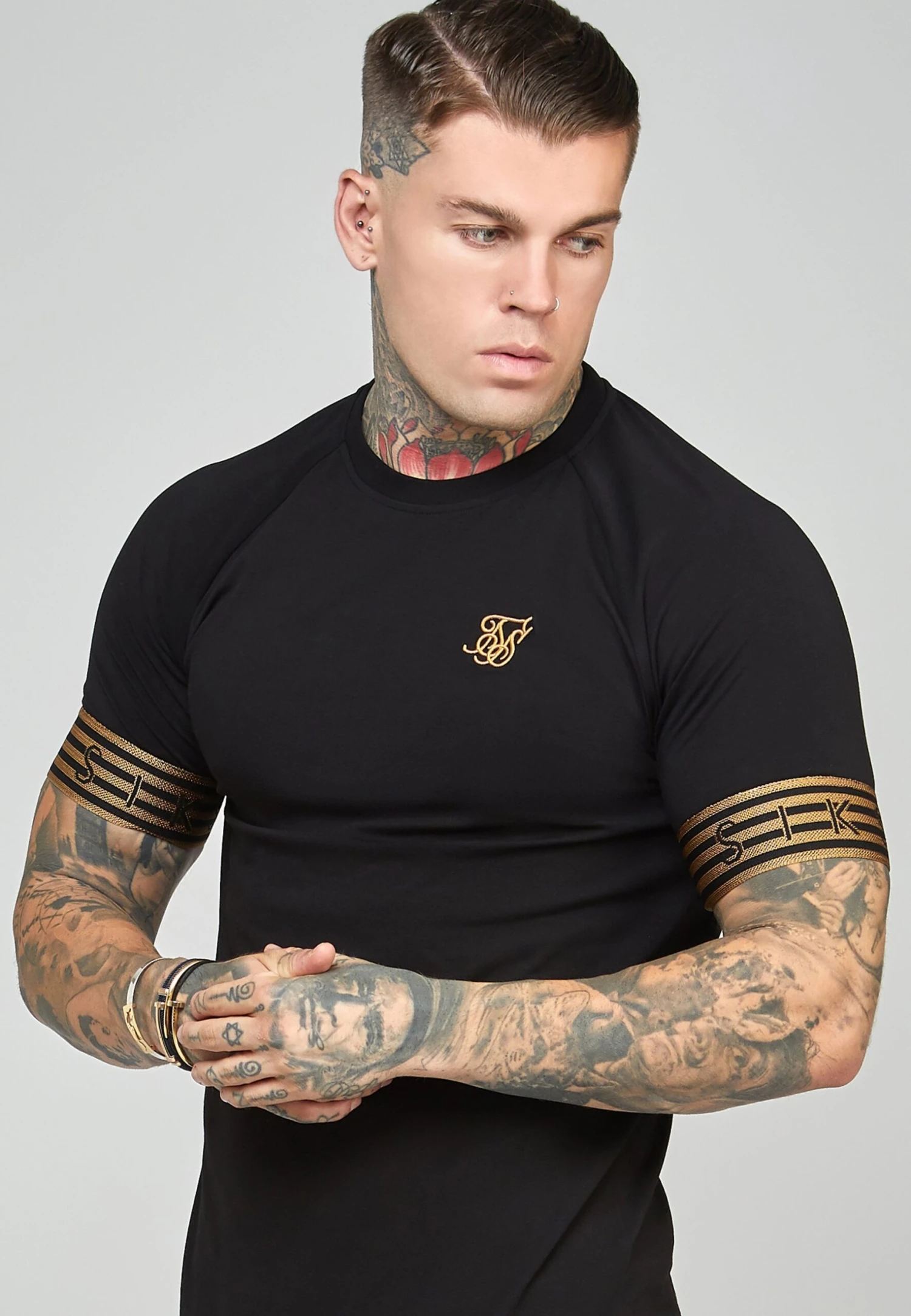 SikSilk Elastic Cuffed- T-Shirt Print - Black 7 SikSilk Elastic Cuffed- T-Shirt Print - Black - Afbeelding 5