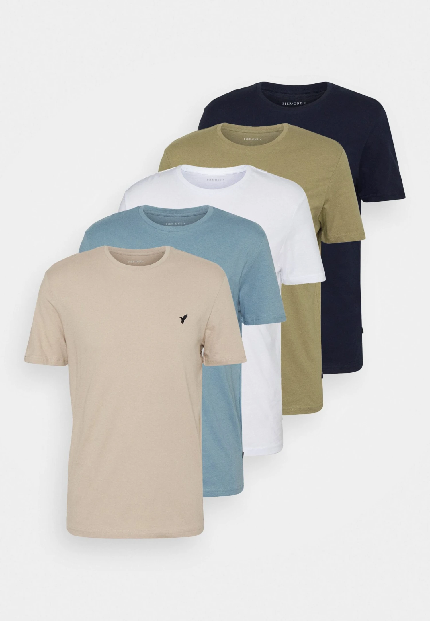 Pier One 5 Pack - T-Shirt Basic - Beige/White/Light Blue 10 Pier One 5 Pack - T-Shirt Basic - Beige/White/Light Blue - Afbeelding 8