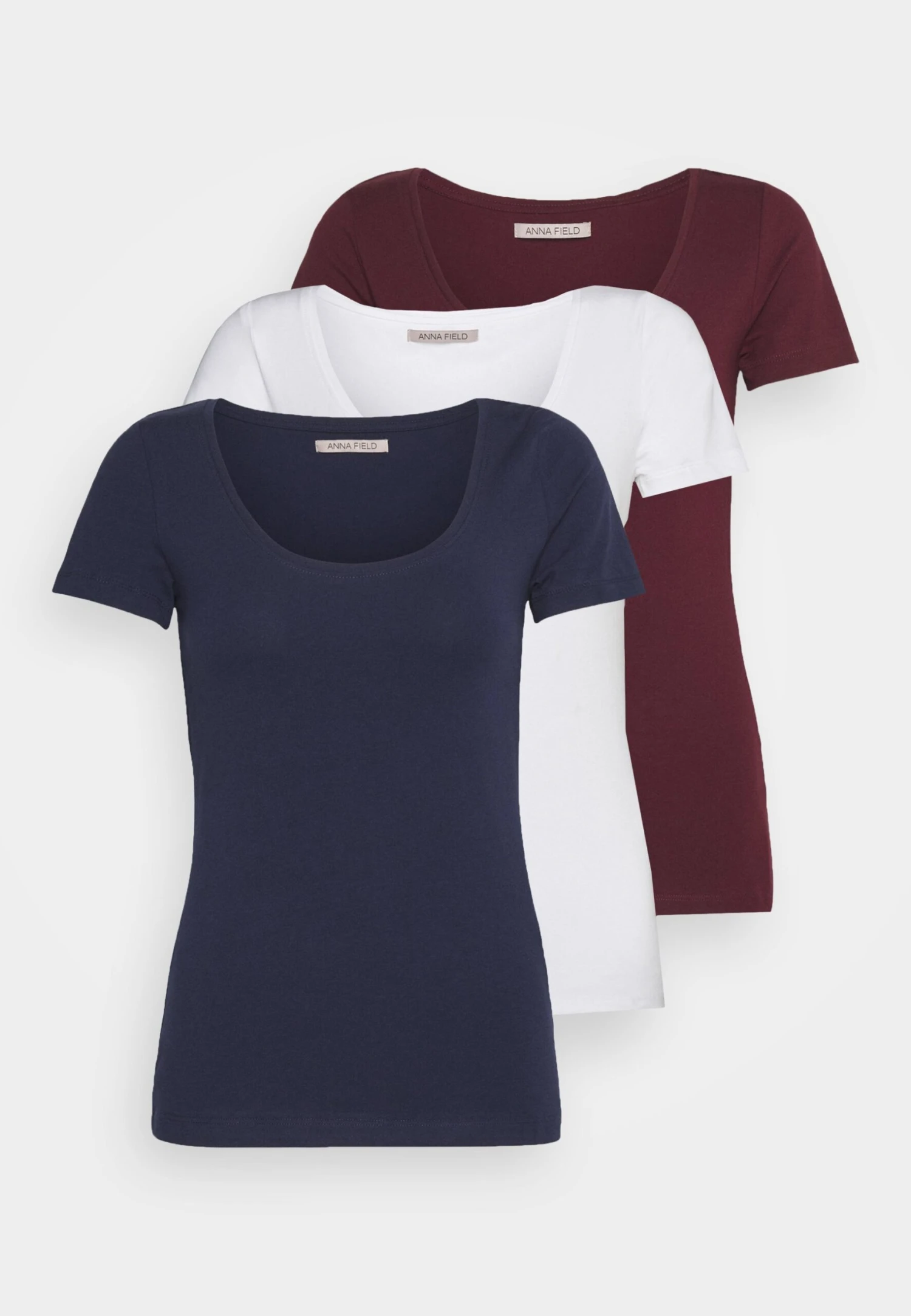 Anna Field 3 Pack - T-Shirt Basic - Dark Red/Dark Blue/White 3 Anna Field 3 Pack - T-Shirt Basic - Dark Red/Dark Blue/White