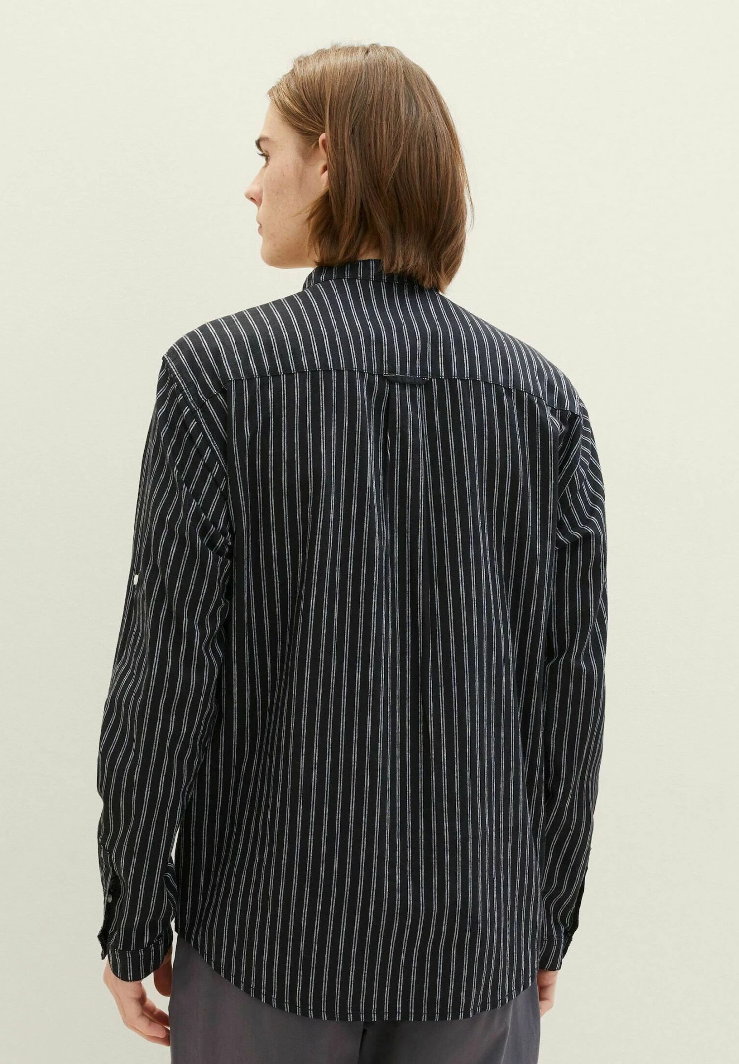 TOM TAILOR Denim Mit Stehkragen - Overhemd - Black Stripe 5 TOM TAILOR Denim Mit Stehkragen - Overhemd - Black Stripe - Afbeelding 3