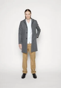 J.Lindeberg Holger Melton Coat - Mantel - Mid Grey Melange -Beste Kleding Winkel 87ecc130771c4ac693650fe7994370ac