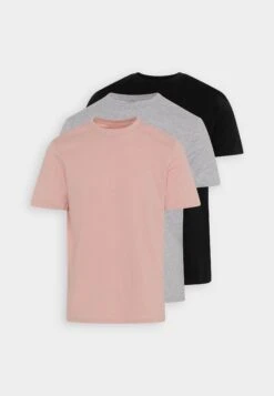Pier One 3 Pack - T-Shirt Basic - Mottled Light Grey/Pink/Black -Beste Kleding Winkel 99867f7702c549b5b66de9a87bff9eae