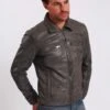 Lee Cooper Leather Jacket With Collar Shirt - 2 Split Side Pockets - - Leren Jas - Vintage Grey -Beste Kleding Winkel 9c1c5fbb875a47148e8336060991fe7a