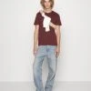 Pier One 5 Pack - T-Shirt Basic - Bordeaux/Light Grey/Brown