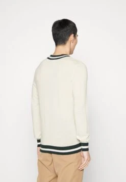 Hackett London Contrast Trim V Neck - Vest - Ecru/Green -Beste Kleding Winkel b34077b6bb7e4dc3a98b9e441be1aa8a