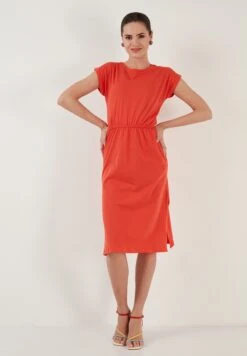 LELA Short Sleeve Midi - Jurk - Brick Red 7 LELA Short Sleeve Midi - Jurk - Brick Red -Beste Kleding Winkel b3b536e7ca504525834614f4f1327be3