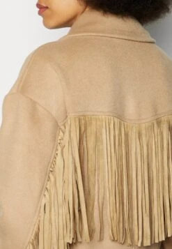 COLOURFUL REBEL Koko Fringe Coat - Mantel - Camel -Beste Kleding Winkel bf055a151000427a8ad5d891d8341810