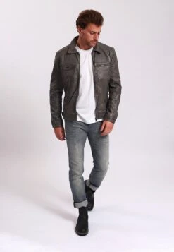 Lee Cooper Leather Jacket With Collar Shirt - 2 Split Side Pockets - - Leren Jas - Vintage Grey 6 Lee Cooper Leather Jacket With Collar Shirt - 2 Split Side Pockets - - Leren Jas - Vintage Grey -Beste Kleding Winkel c647fbfcd55a4350906b77e1b32bd318