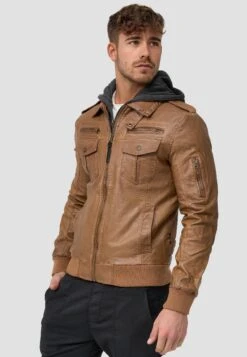 Indicode Jeans Aaron - Imitatieleren Jas - Brown -Beste Kleding Winkel d37759c3415640dfb8f7e109a3c8bfb3