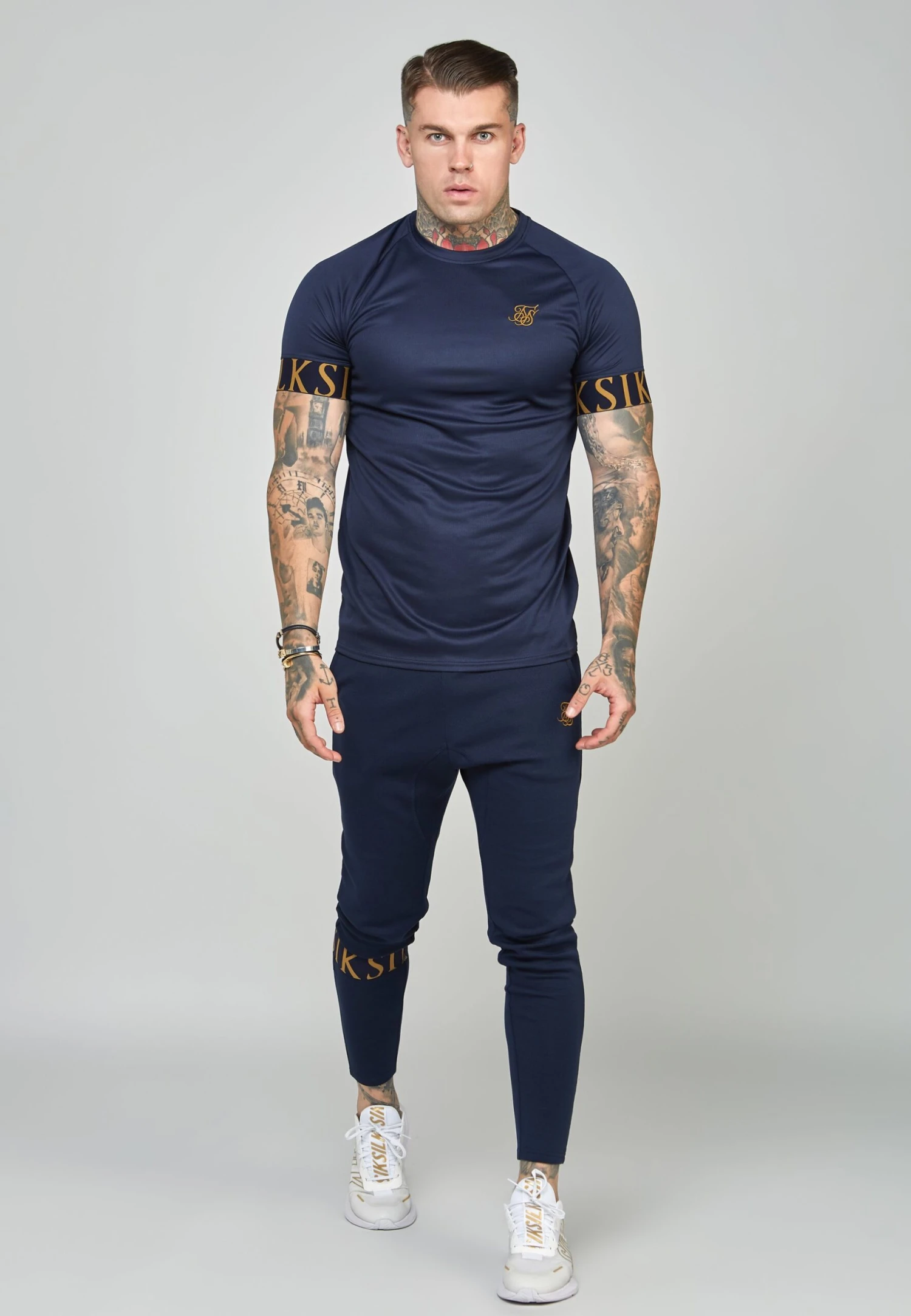 SikSilk Short Sleeve Dynamic Tech - T-Shirt Print - Navy 3 SikSilk Short Sleeve Dynamic Tech - T-Shirt Print - Navy