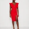 Wal G V Neck Ruffle Sleeve Midi Dress - Jerseyjurk - Red/Fushia -Beste Kleding Winkel efa4d2b4828943b19a987657035aac02