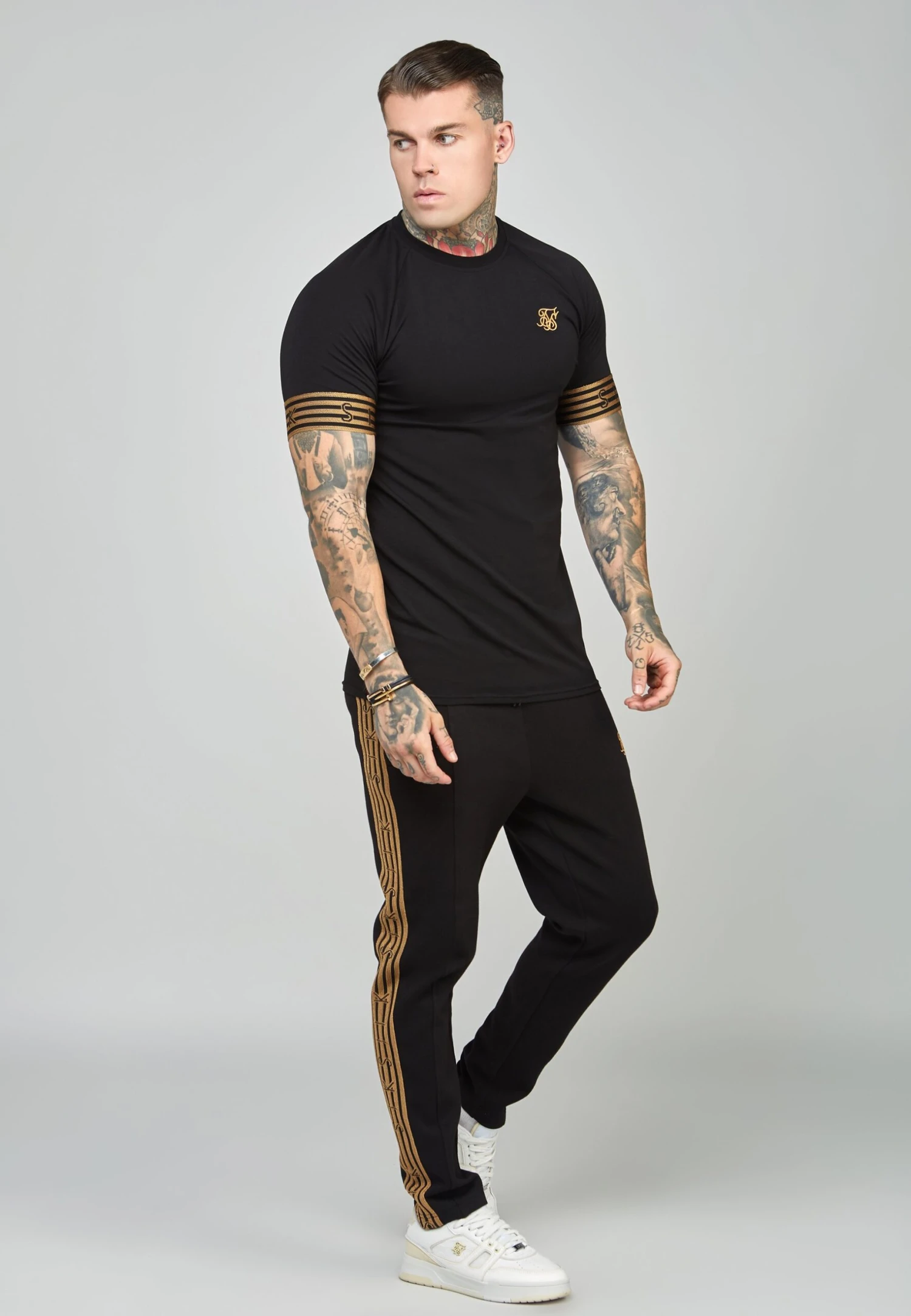 SikSilk Elastic Cuffed- T-Shirt Print - Black 4 SikSilk Elastic Cuffed- T-Shirt Print - Black - Afbeelding 2